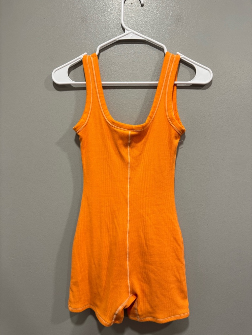 SKIMS Ribbed Tank Romper In Orange Size Small - Picture 2 of 4